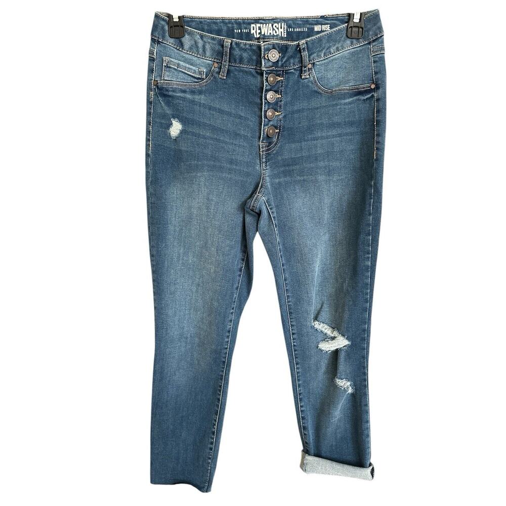 Rewash Jeans Women's 7 /28Blue Denim Skinny High Rise Vintage Reunion Distressed